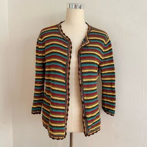 vintage striped crochet striped cardigan sweater size medium